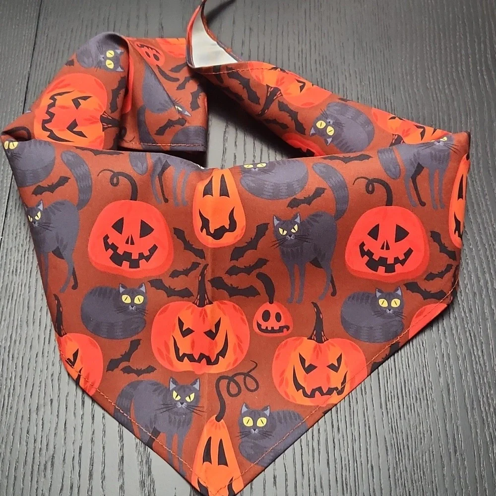 Halloween Pumpkin and Cat Pet Bandana